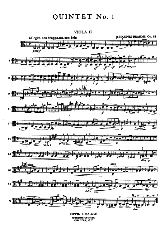 Quintet No. 1 - Op. 88 - Viola 2