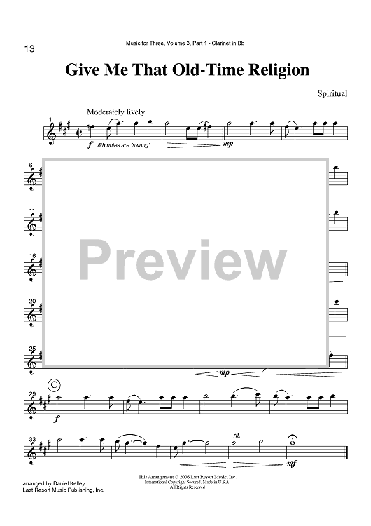 Give Me That Old-Time Religion - Part 1 Clarinet in Bb