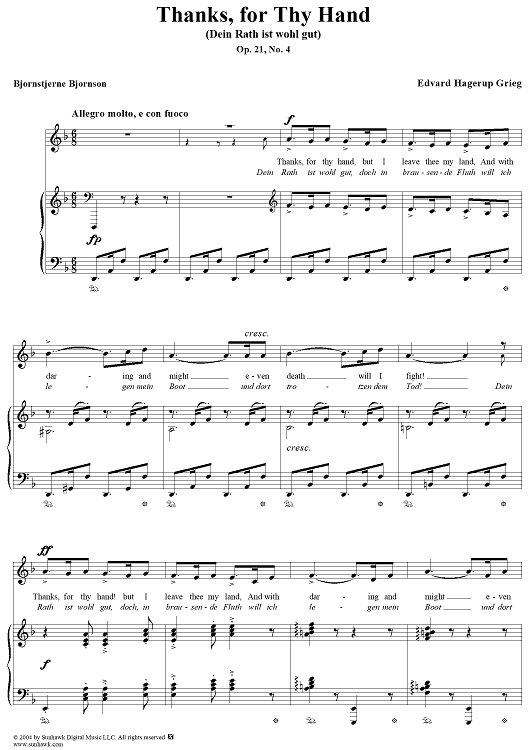 Thanks, for Thy Hand, Op. 21, No. 4