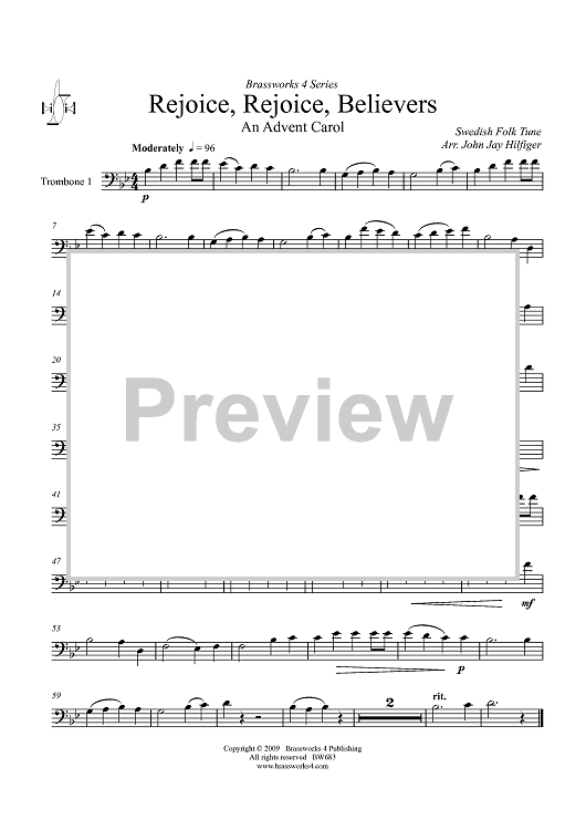 Rejoice, Rejoice, Believers - Trombone 1