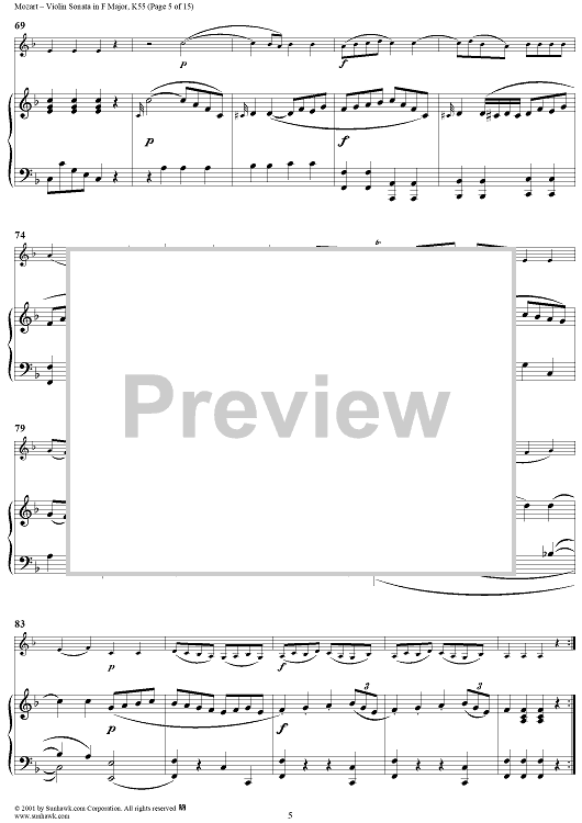 Violin Sonata in F Major, K55 - Piano Score Violin Sonata in F Major, K55 - Piano Score