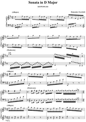 Sonata in D major - K33/P130/L424