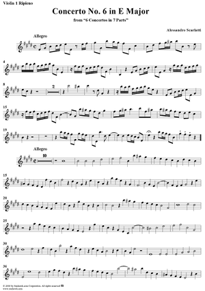 Concerto No. 6 in E Major from "6 Concerti Grossi" - From "6 Concertos in 7 Parts" - Violin 1