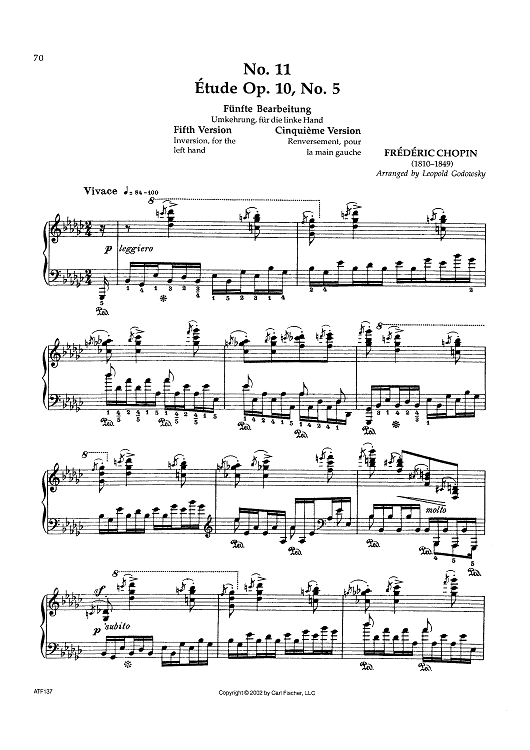 No. 11 - Étude Op. 10, No. 5 (Fifth Version)