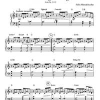 On Wings of Song - from Op. 34, #2 - Keyboard or Guitar