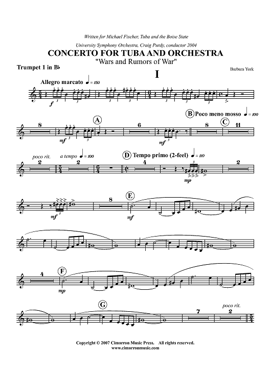Concerto For Tuba - Trumpet 1