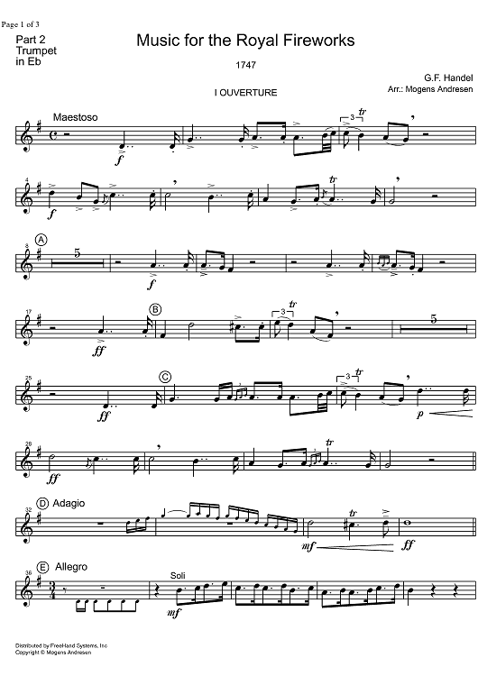 Music for the Royal Fireworks HWV 351 - Trumpet in E-flat