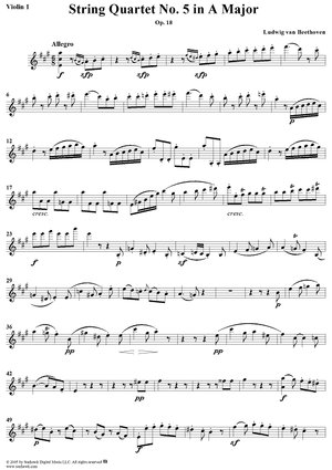 String Quartet No. 5 in A Major, Op. 18, No. 5 - Violin 1