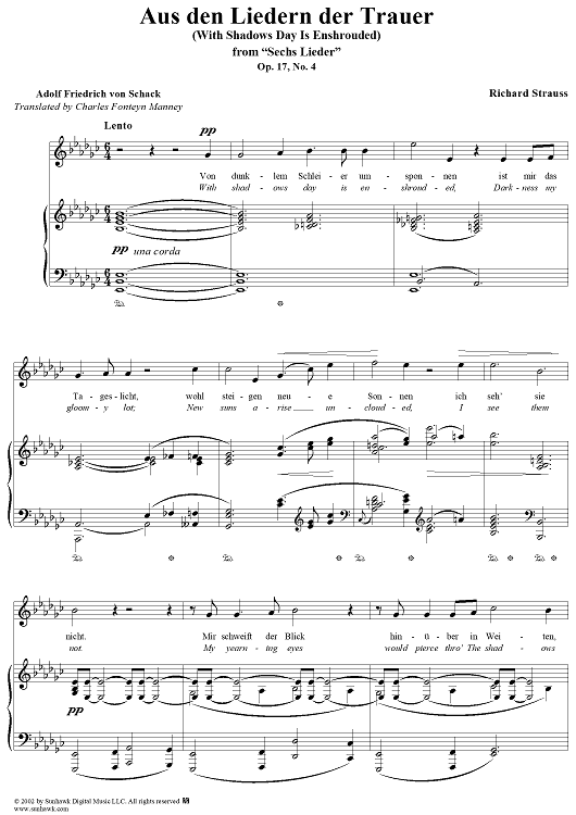Six Lieder, Op. 17, No. 4: Aus den Liedern der Trauer (With shadows day is enshrouded)
