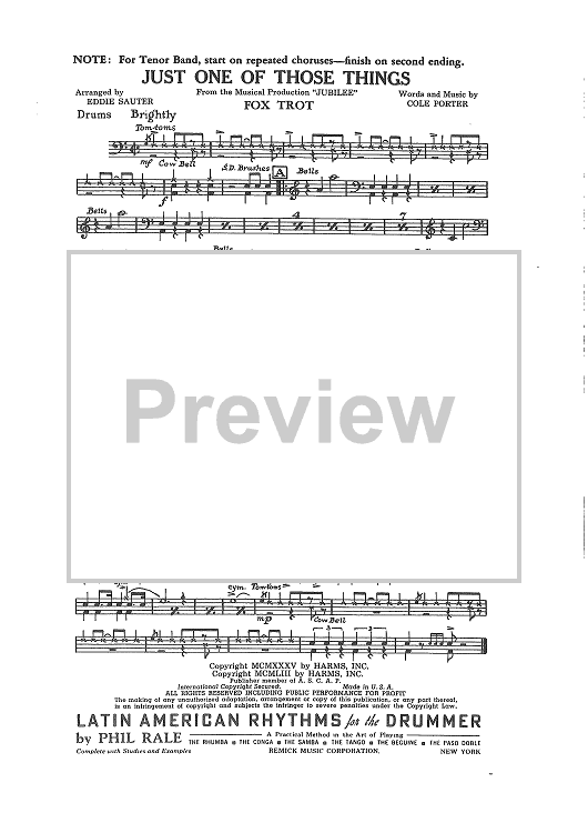 Just One Of Those Things - Drums