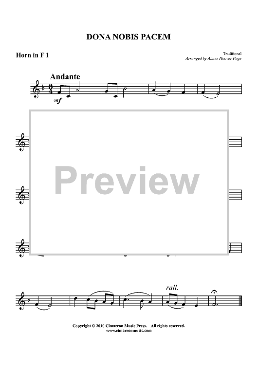 Dona Nobis Pacem - Horn in F 1