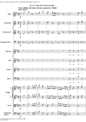 "Alma Dea tutto il mondo", No. 33 from "Ascanio in Alba", Act 2, K111 - Full Score