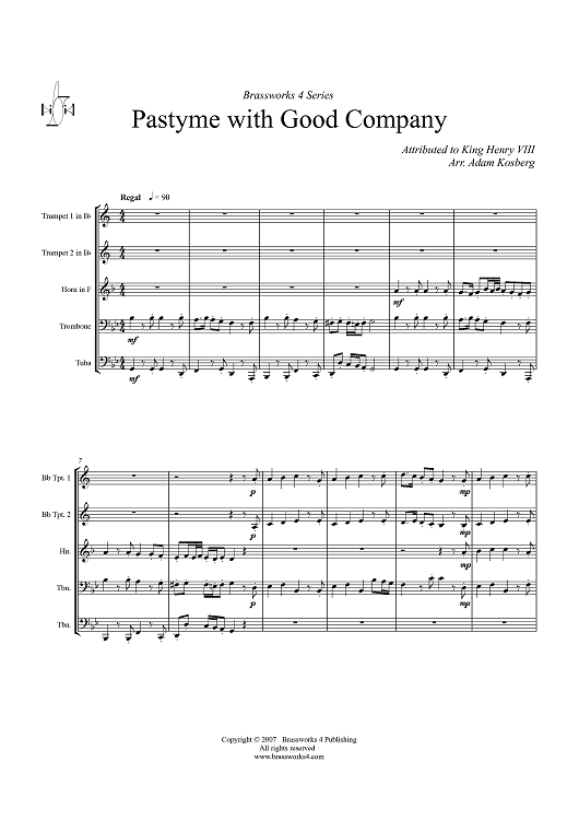 Pastyme with Good Company - Score