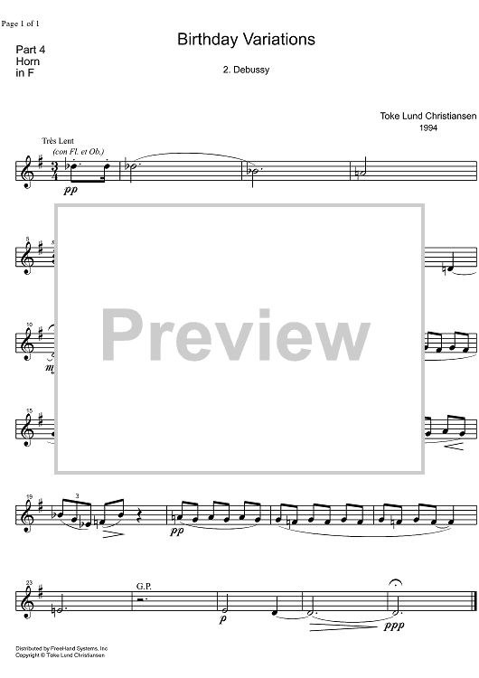 Birthday Variations Debussy - Horn