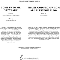 Come Unto Me, Ye Weary / Praise God From Whom All Blessings Flow