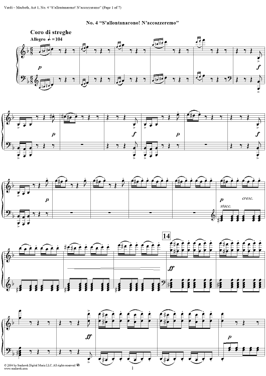 Macbeth, Act 1, No. 4, Choir. "S'allontanarono! N'accozzeremo"