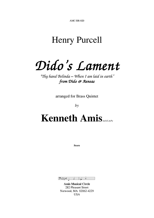 Dido's Lament (Thy hand, Belinda!) - Introductory Notes