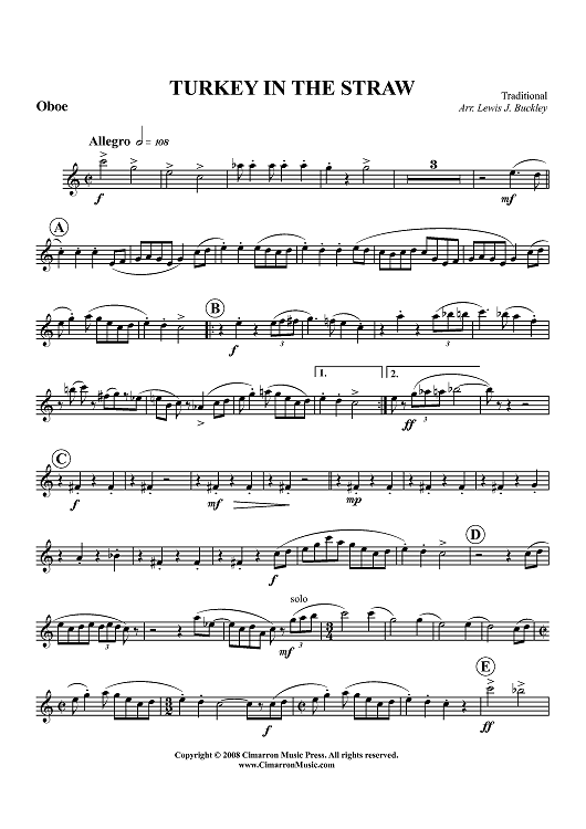 Turkey in the Straw - Oboe
