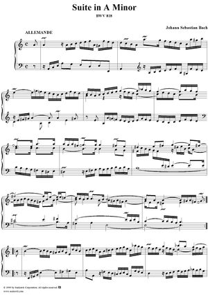 Suite for Clavier in A Minor  (BWV818)