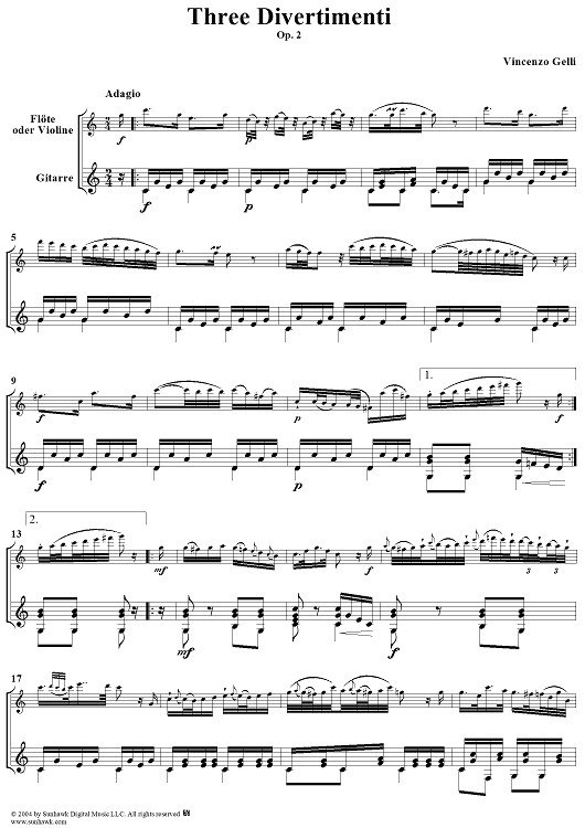 Three Divertimenti, Op. 2 - Full Score