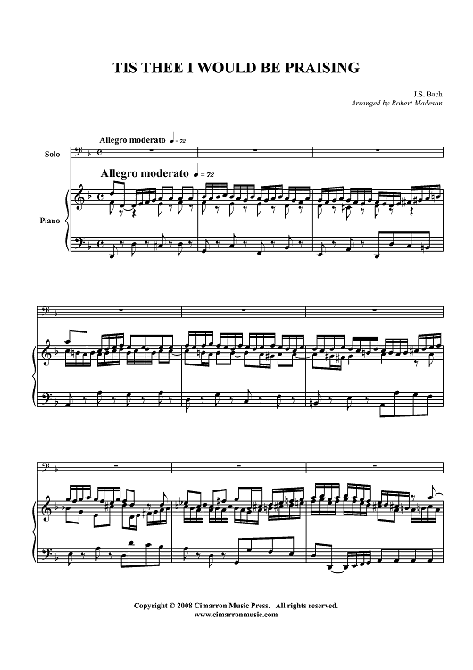 Tis Thee I Would Be Praising - Piano Score