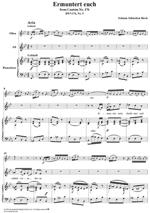 "Ermuntert euch", Aria, No. 5 from Cantata No. 176: "Es ist ein trotzig und verzagt Ding" - Piano Score