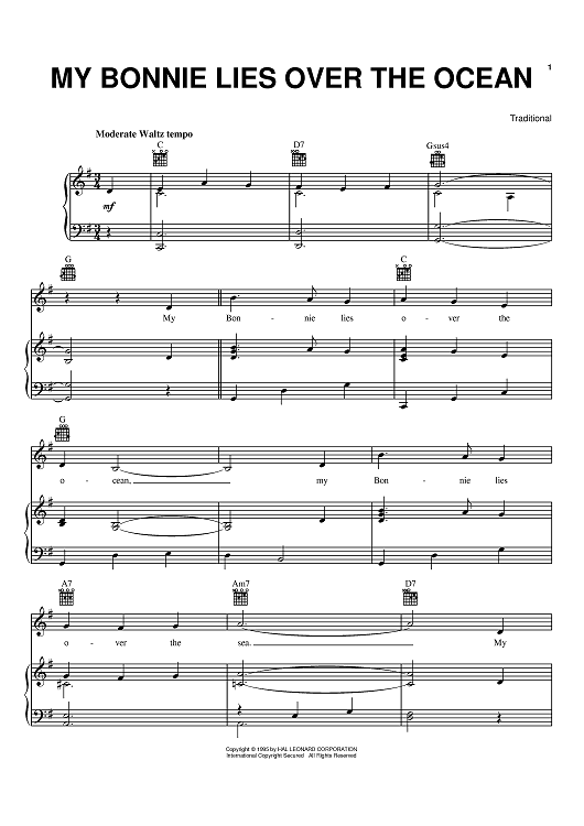 My Bonnie Lies Over The Ocean