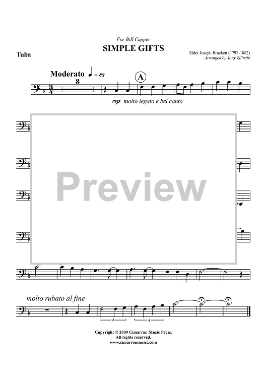Simple Gifts - Tuba