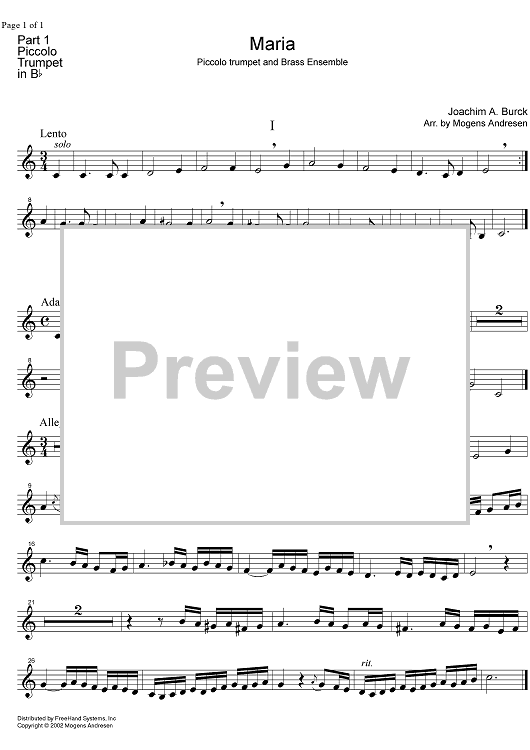 Maria - Piccolo Trumpet in B-flat