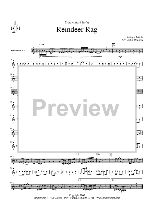 Reindeer Rag - Horn in F