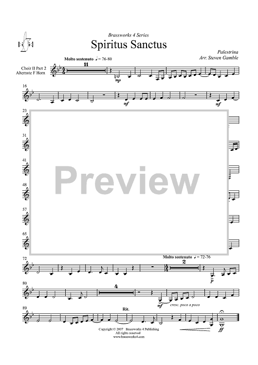 Spiritus Sanctus - Choir II Part 2, Horn in F (Alt.)