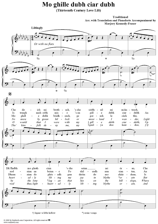 Thirteenth Century Love Lilt, Mo ghille dubh ciar dubh