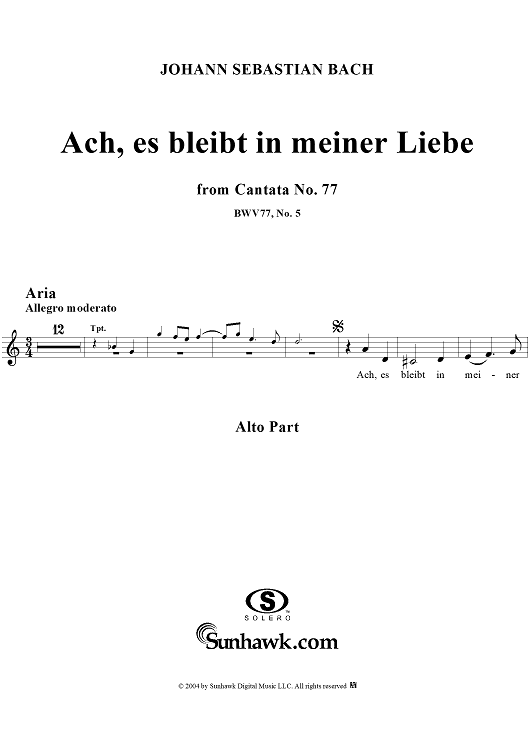 "Ach, es bleibt in meiner Liebe", Aria, No. 5 from Cantata No. 77: "Du sollst Gott, deinen Herren, lieben" - Alto