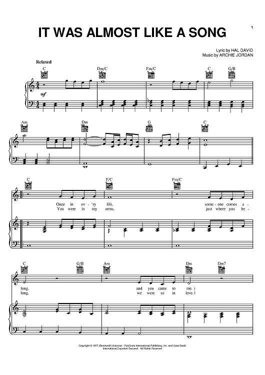 It Was Almost Like A Song