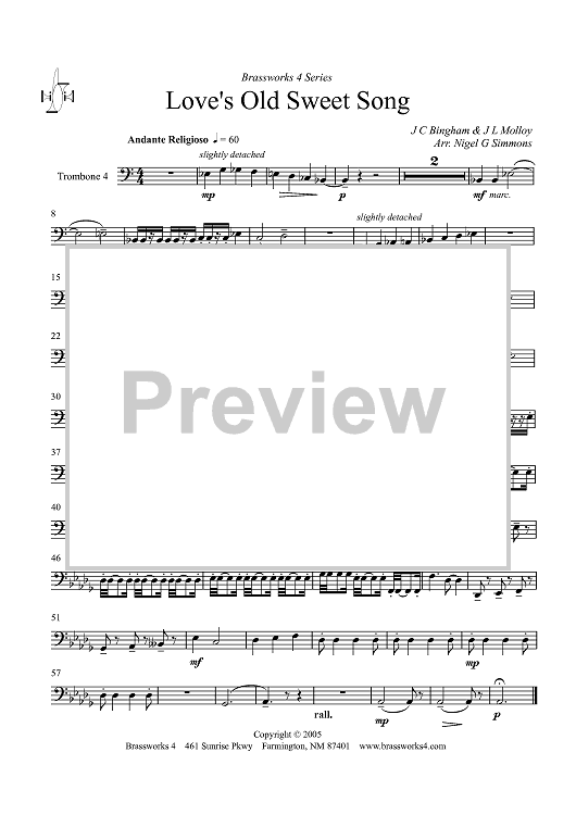 Love's Old Sweet Song - Trombone 4