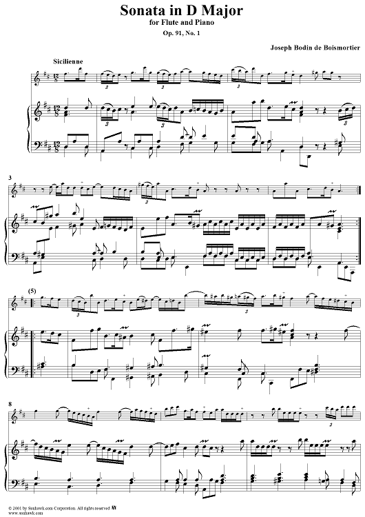 Sonata in D Major, Op. 91, No. 1 - Piano Score