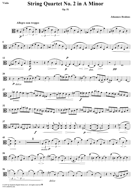 String Quartet No. 2 in A Minor, Op. 51 - Viola