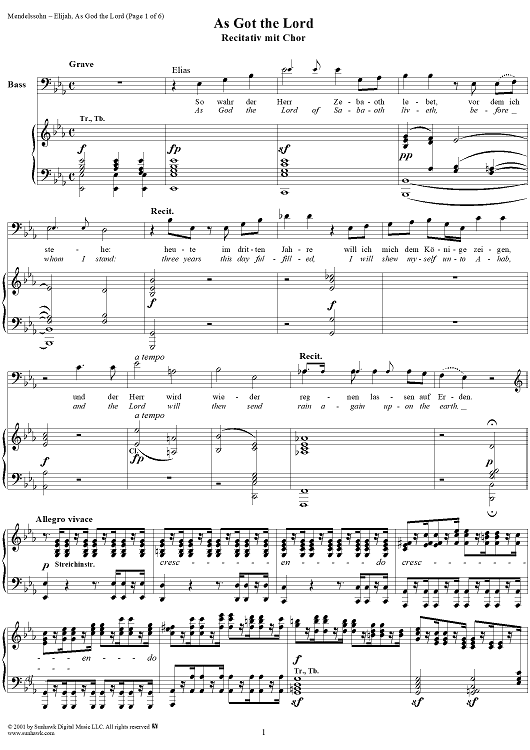 As God the Lord - No. 10 from "Elijah", part 1
