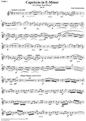 No. 3: Capriccio - Violin 1