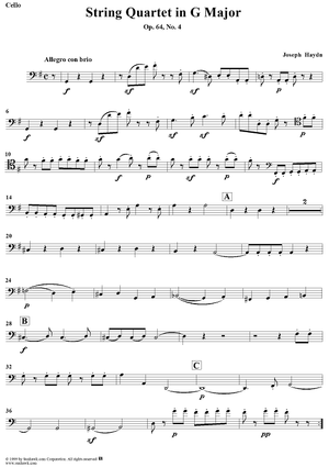 String Quartet in G Major, Op. 64, No. 4 - Cello