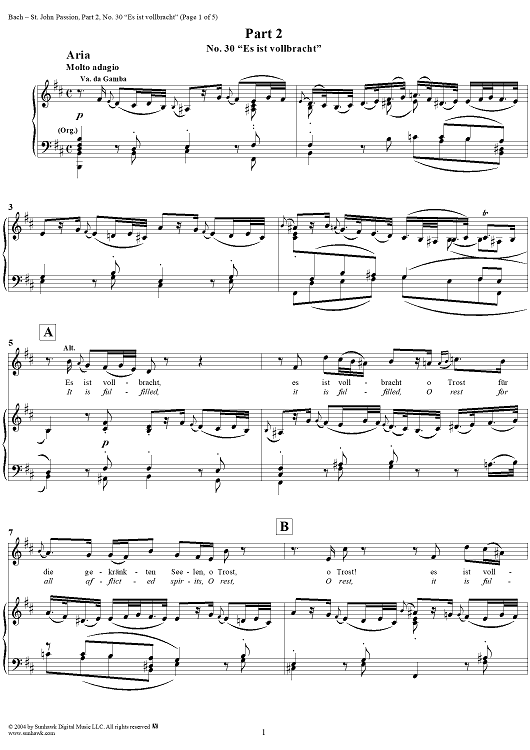 St. John Passion: Part II, No. 30, "Es ist vollbracht"