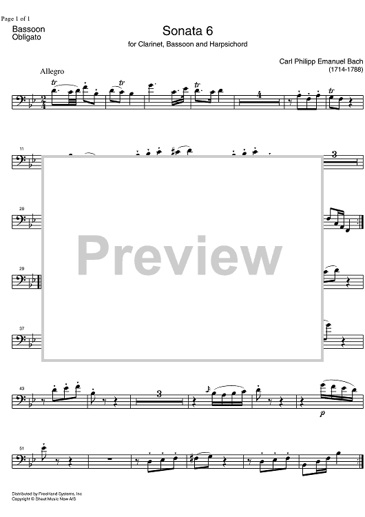 Sonata No. 6 Bb Major - Bassoon