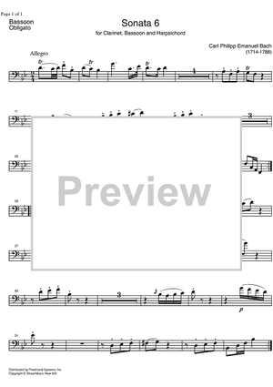 Sonata No. 6 Bb Major - Bassoon