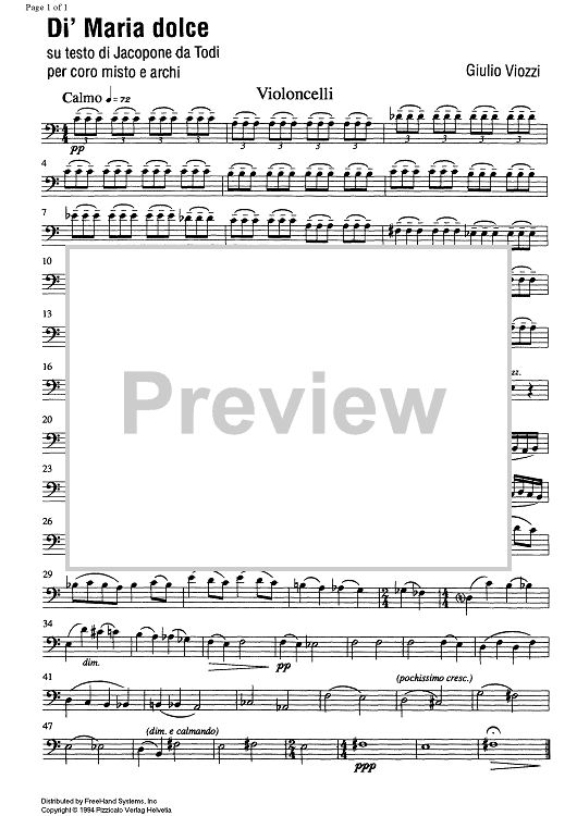 Di' Maria dolce - Cello