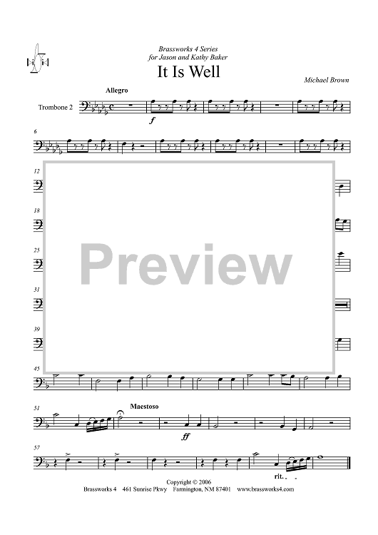 It Is Well - Trombone 2