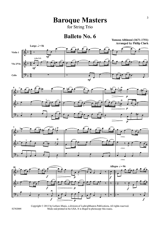 Baroque Masters - for String Trio - Score