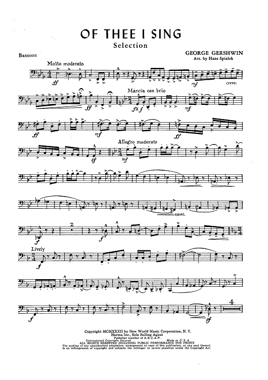 Of Thee I Sing - Bassoon