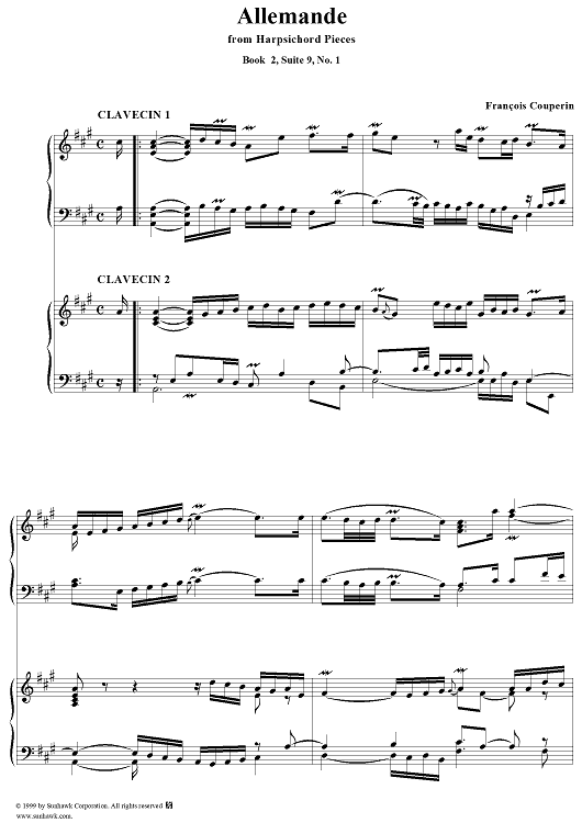 Harpsichord Pieces, Book 2, Suite 9, No.1:  Allemande