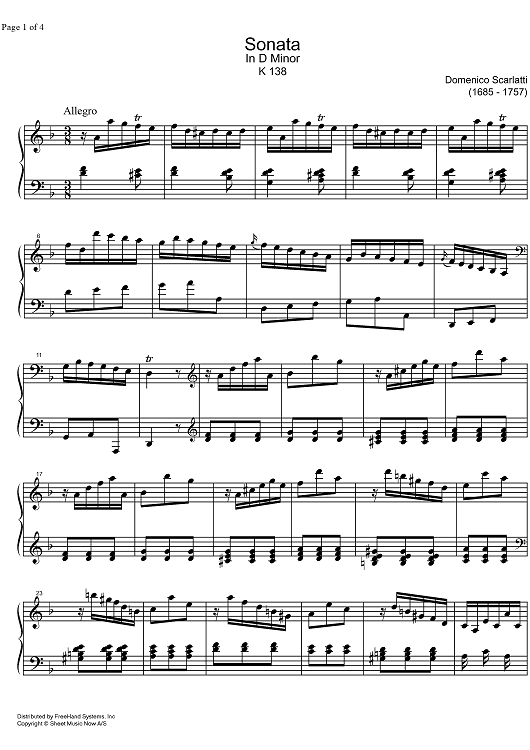 Sonata d minor K138