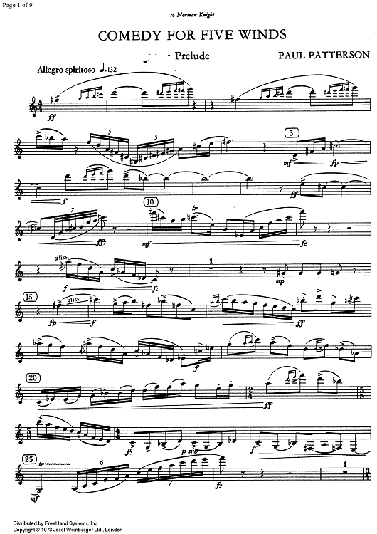 Comedy for Five Winds - Clarinet in B-flat